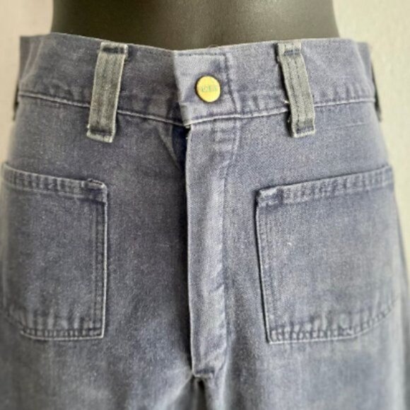 Vintage 1970s Ely Bell Bottoms Jeans with Cyclists High Waist Size 26 Sz S retro - Picture 5 of 10